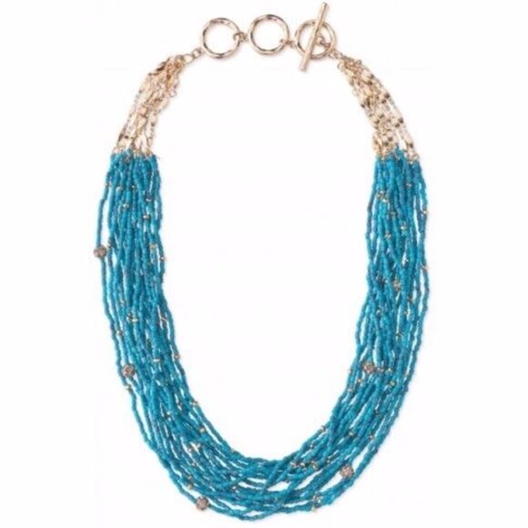 🎃 Stella & Dot NWOT Calliah Statement Necklace Turquoise Gold - Picture 3 of 9